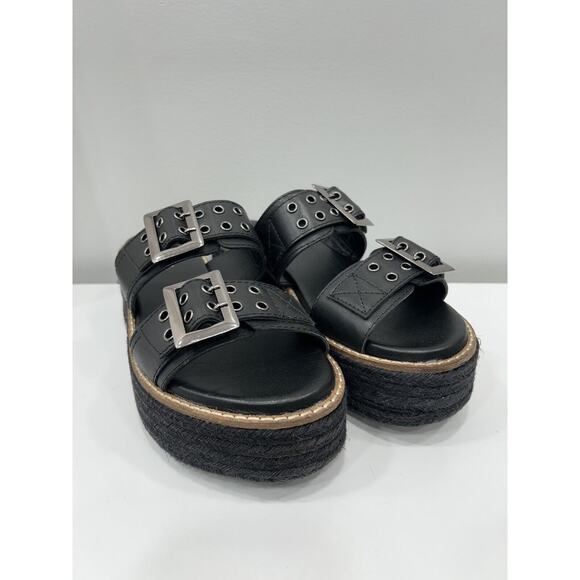 Diba True Derby Shoe Black Womens 8.5 Espadrille Sandal Buckle Straps New In Box - Picture 1 of 9